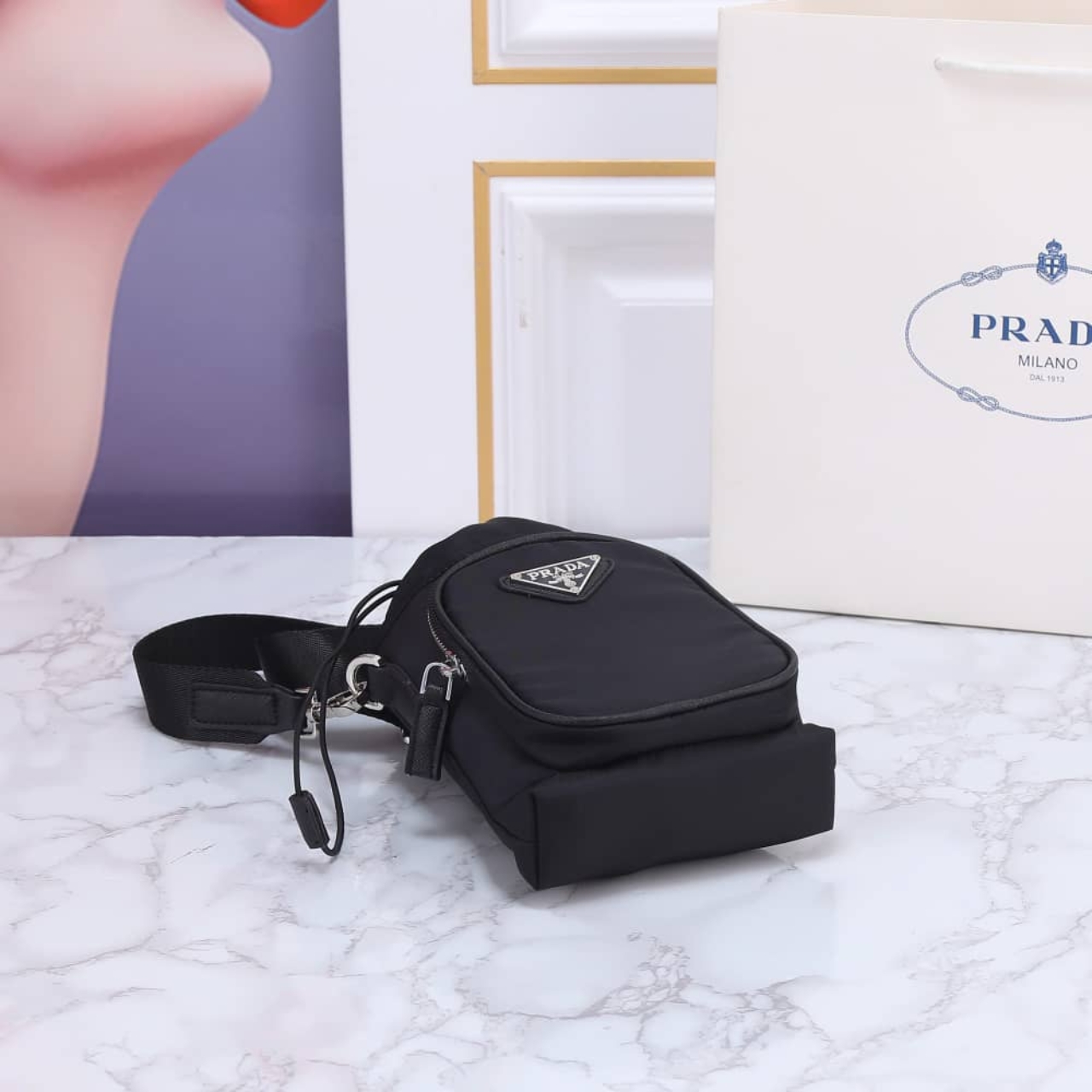 Prada Re Nylon Smartphone Case Black 18Cm - Image 4