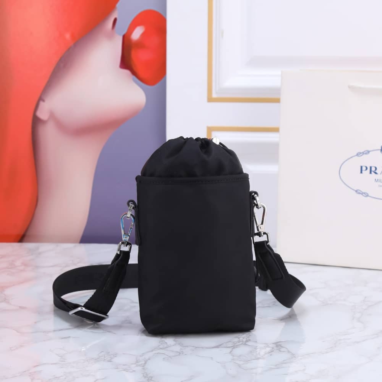 Prada Re Nylon Smartphone Case Black 18Cm - Image 5