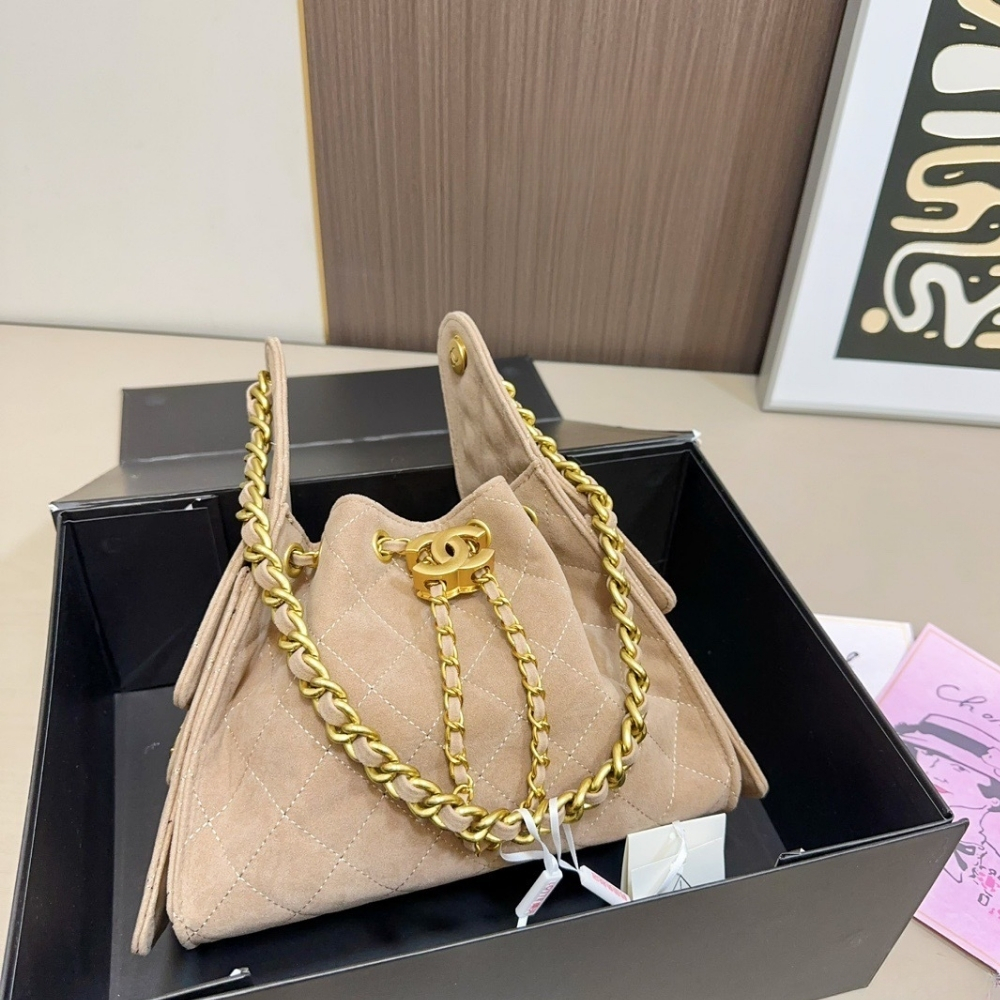 Alternative view of Chanel 25 Small Handbag Gold Tone Metal Beige 26Cm