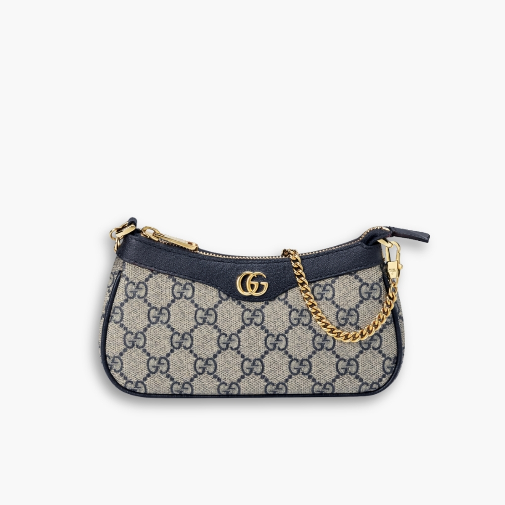 Gucci Ophidia Mini Bag Navy Blue And Beige 19Cm
