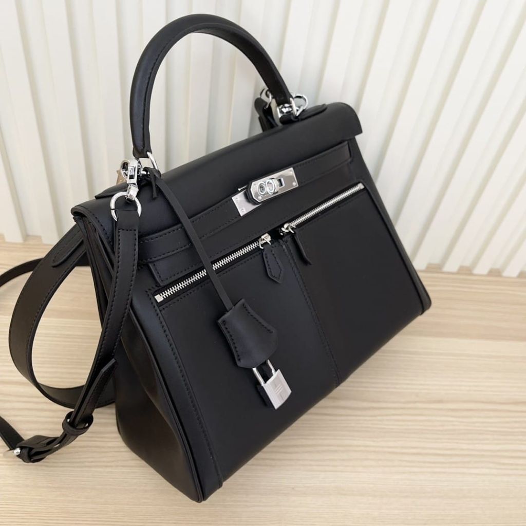 Hermes Kelly Lakis Swift Leather Black 28Cm - Image 4