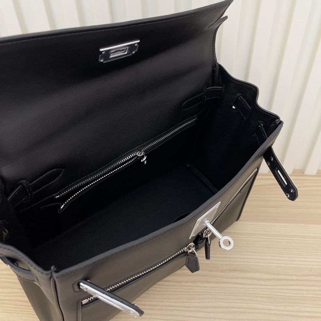 Hermes Kelly Lakis Swift Leather Black 28Cm - Image 9