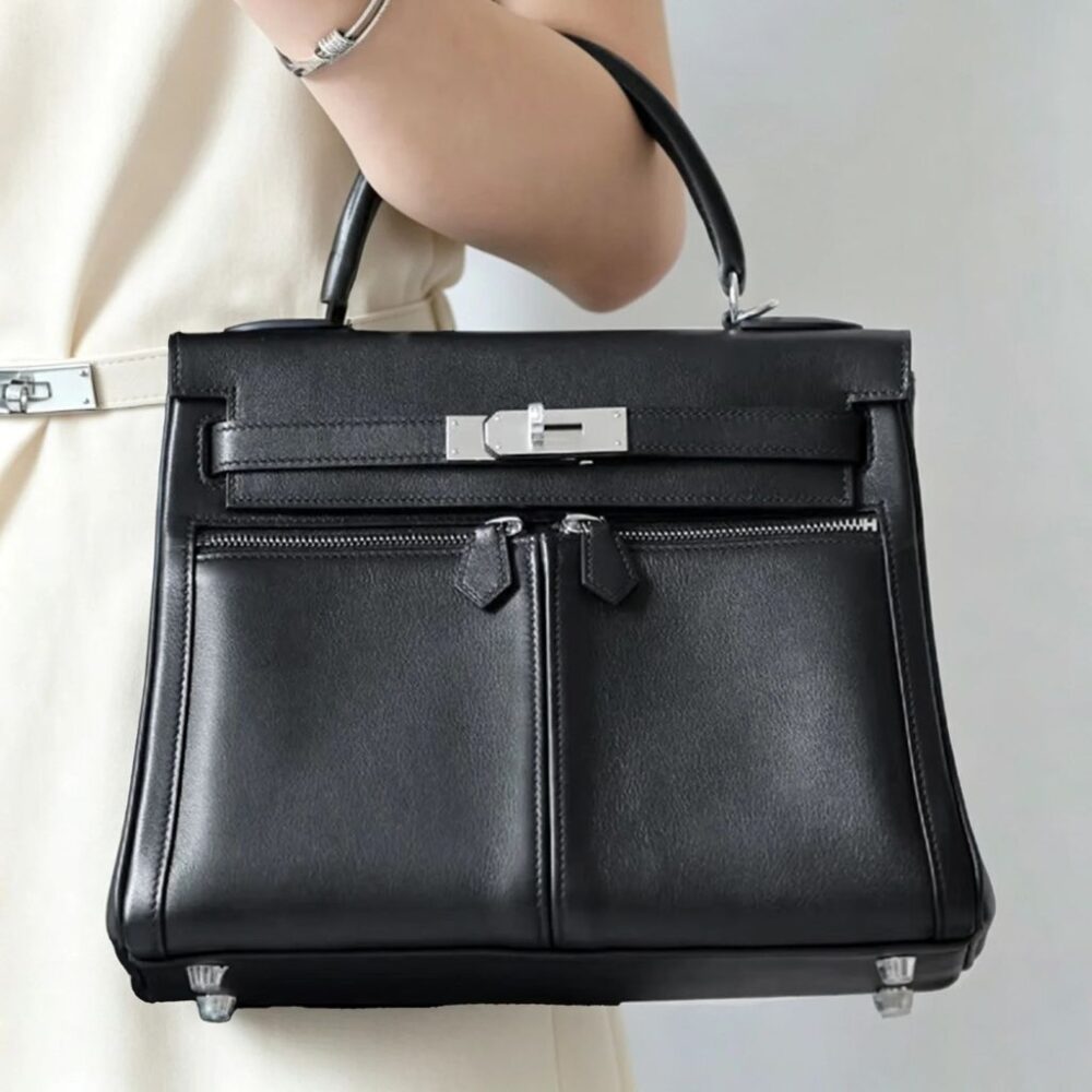 Hermes Kelly Lakis Swift Leather Black 28Cm - Image 10