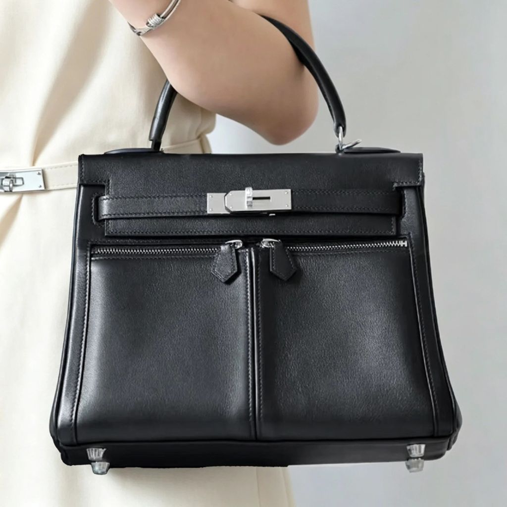 Hermes Kelly Lakis Swift Leather Black 28Cm - Image 10