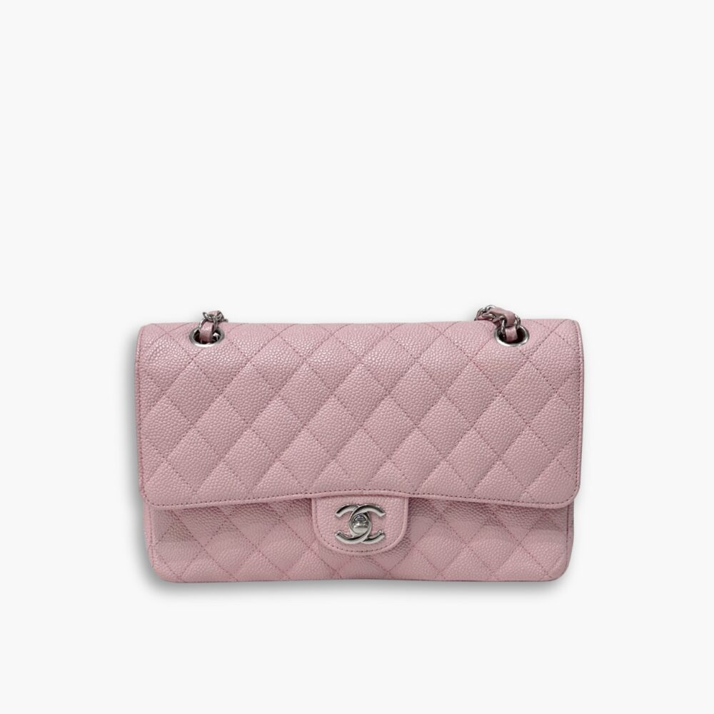 Chanel Classic Double Flap Bag Pink With Silver Hardware 26Cm