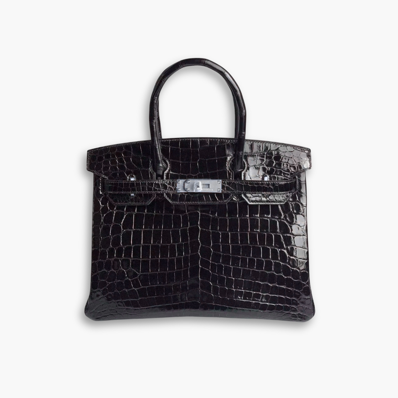 Hermes Birkin Silver Hardware Black Shiny 25Cm