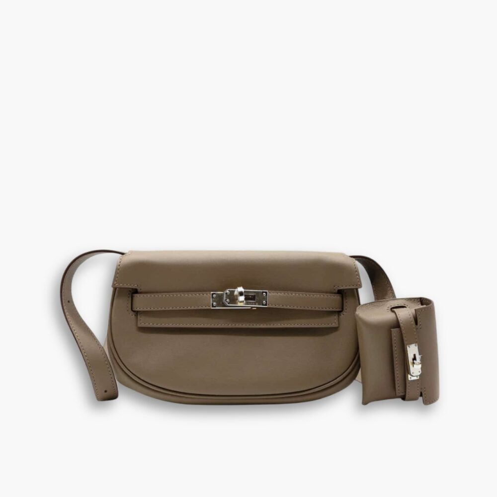 Hermes Kelly Moove Swift Silver Hardware Etoupe 17Cm