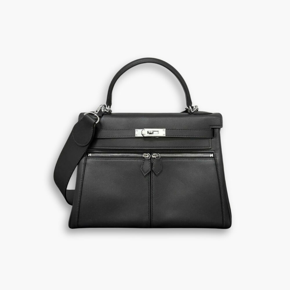 Hermes Swift Kelly Lakis 35 Black 25Cm