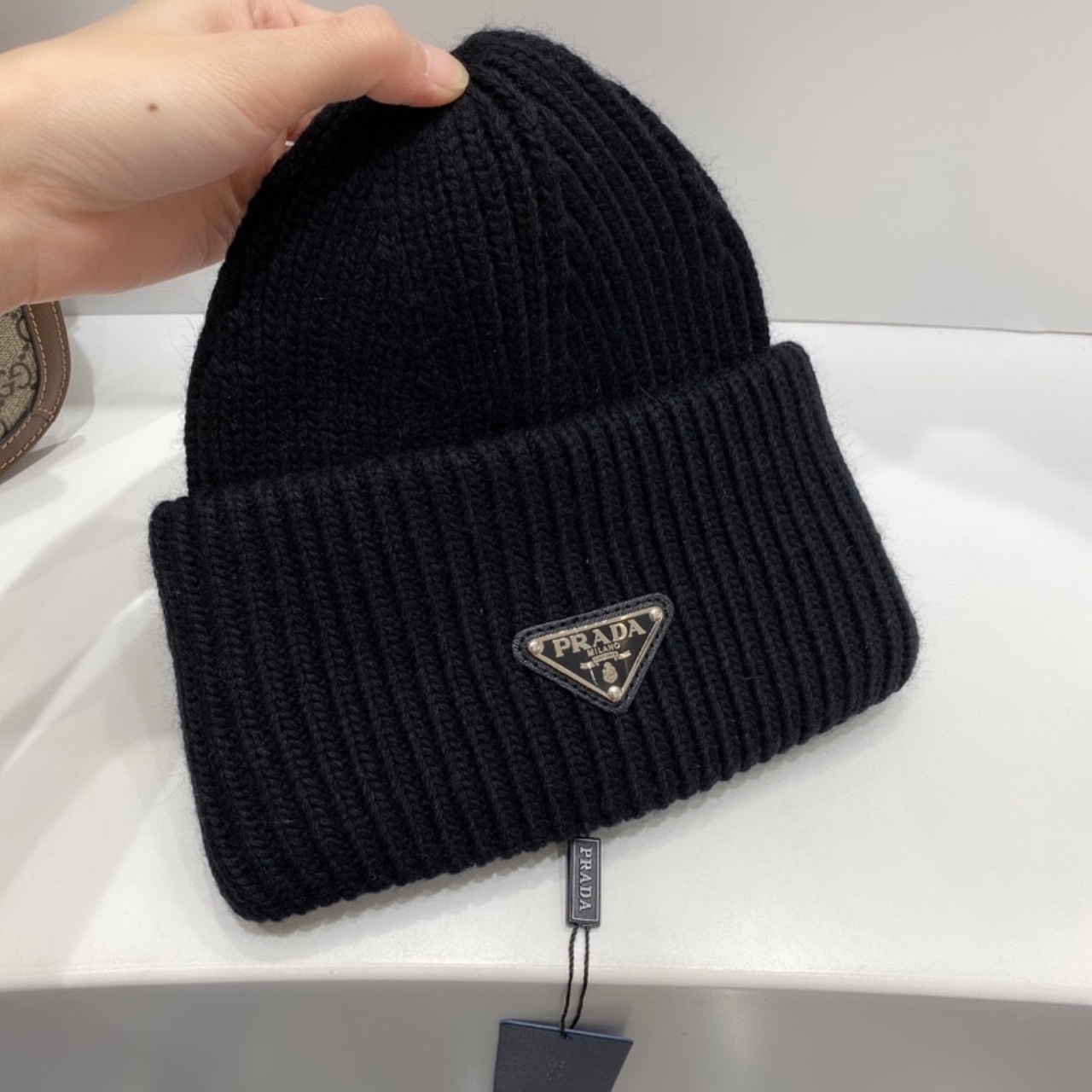 Prada Wool and Cashmere Beanie Black UMD489 3IM F0002 S 211 - Image 3