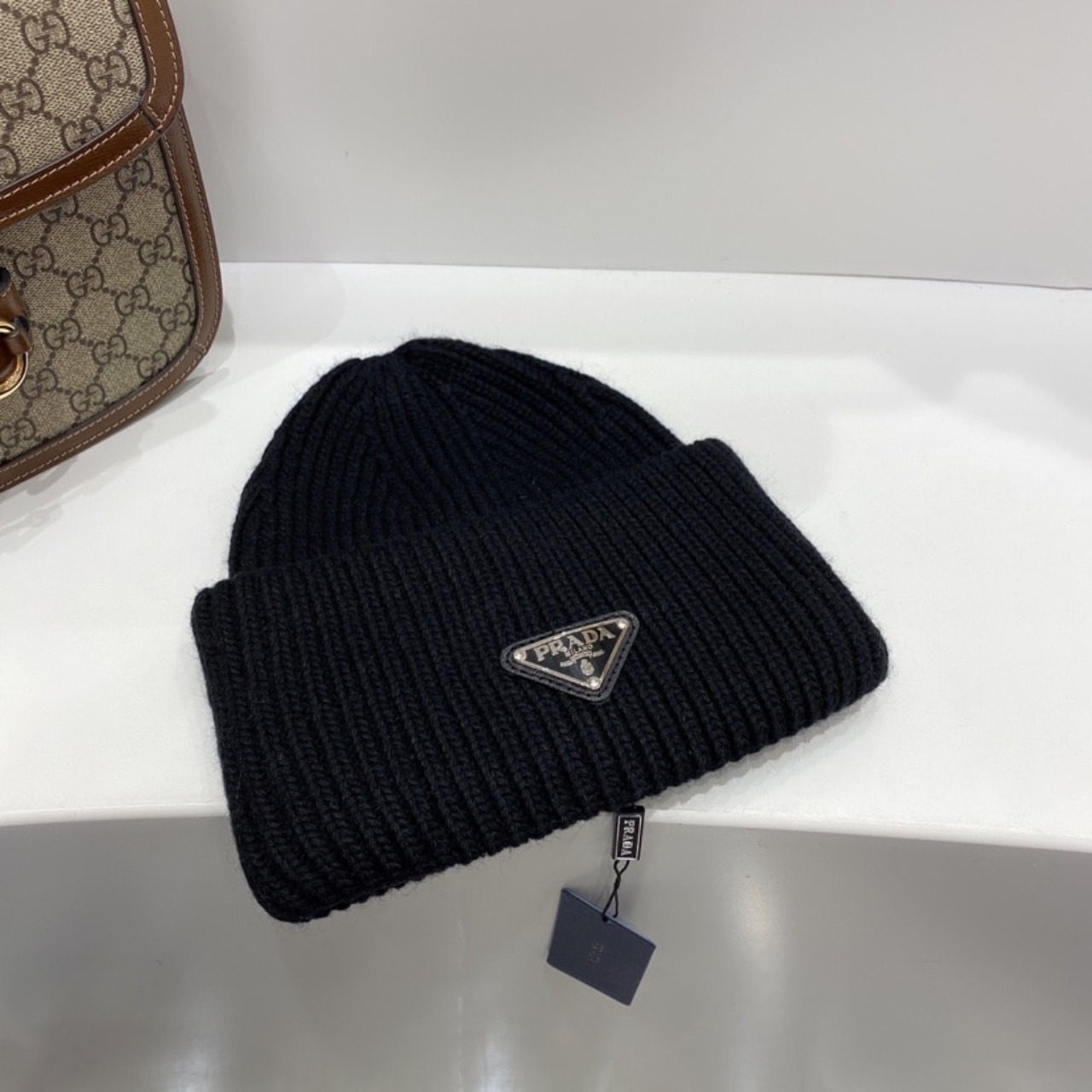 Prada Wool and Cashmere Beanie Black UMD489 3IM F0002 S 211 - Image 4