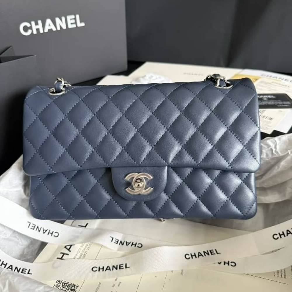 Super Vip 1:1 - Chanel Classic Double Flap Bag Blue With Silver Hardware 25Cm - Image 2
