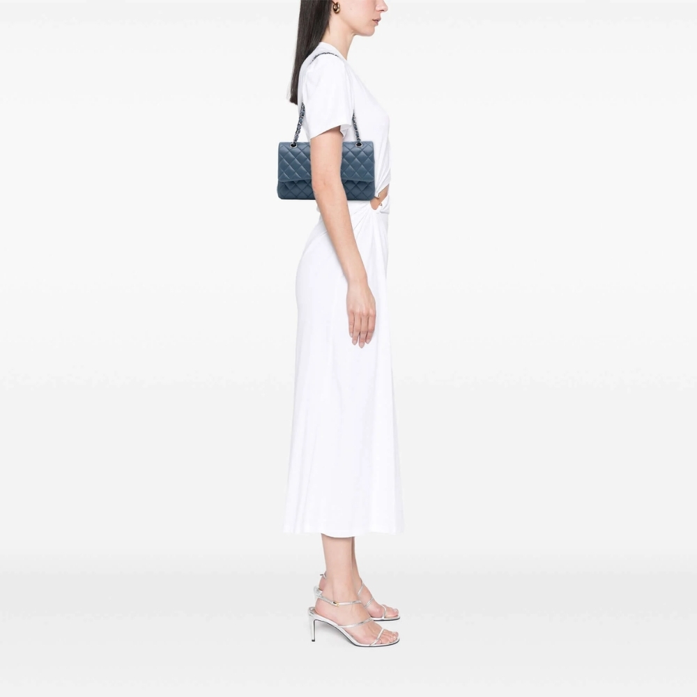 Super Vip 1:1 - Chanel Classic Double Flap Bag Blue With Silver Hardware 25Cm - Image 6