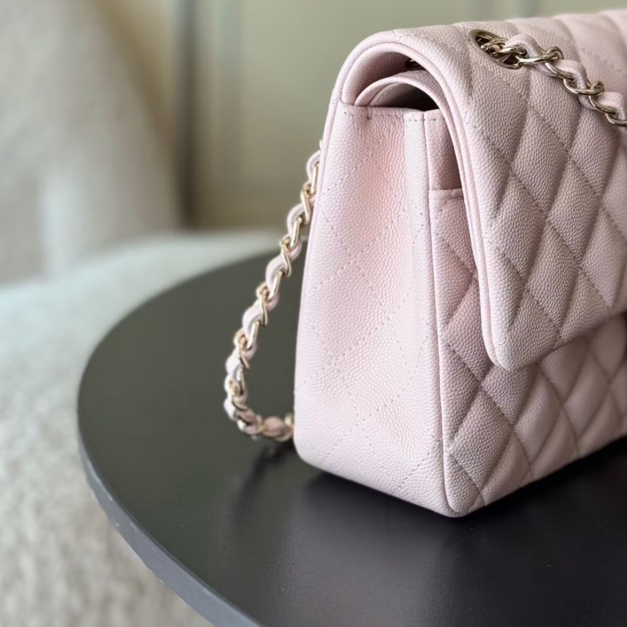 Super Vip 1:1 - Chanel Classic Double Flap Bag Light Pink With Gold Hardware 26Cm - Image 4