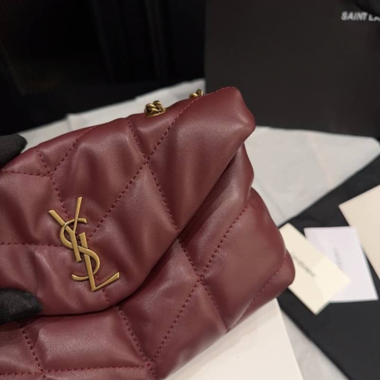 Saint Laurent Toy Puffer In Shiny Burgundy 22Cm 759337AAFFA6593 - Image 4