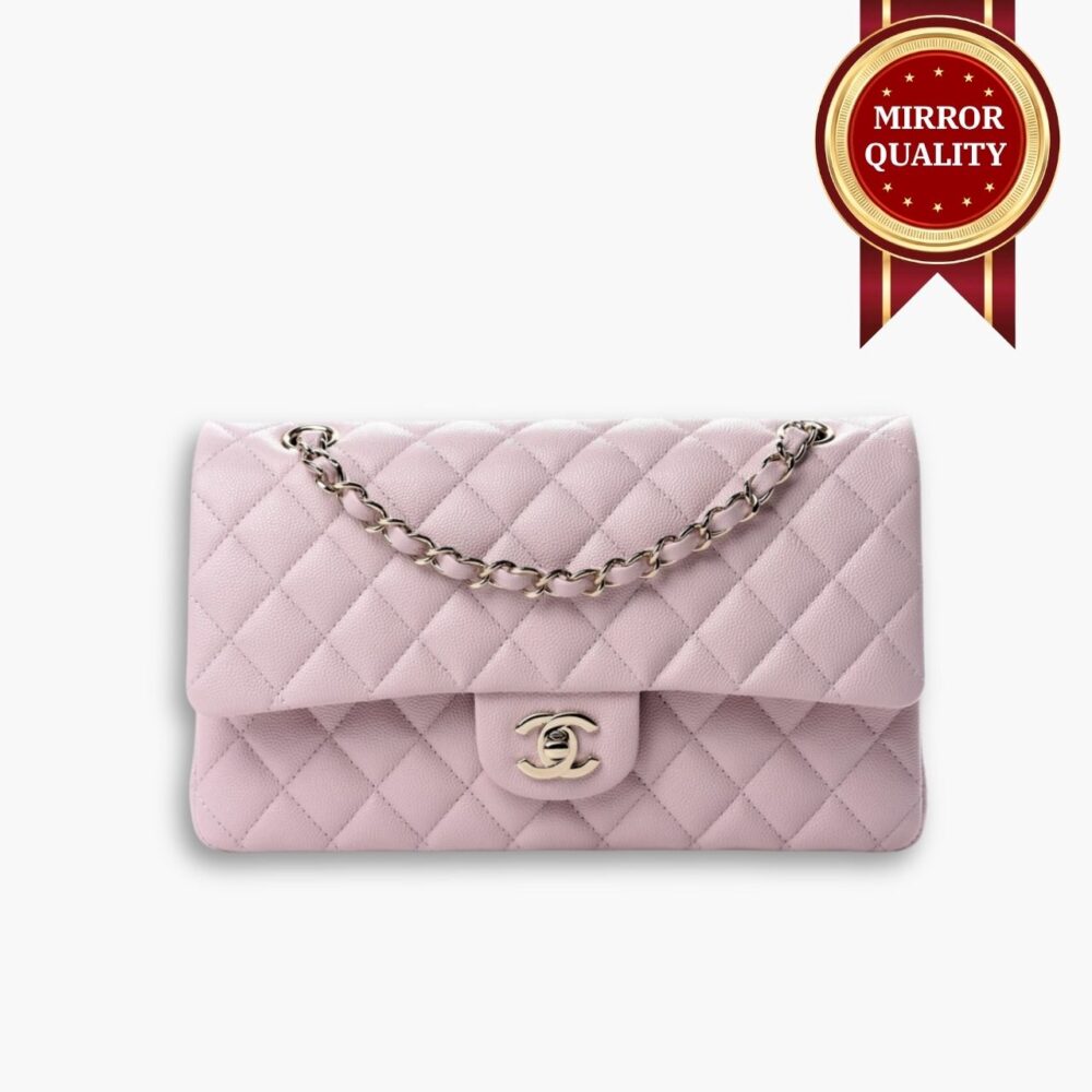 Mirror Quality - Chanel Classic Double Flap Bag Light Pink With Gold Hardware 26Cm