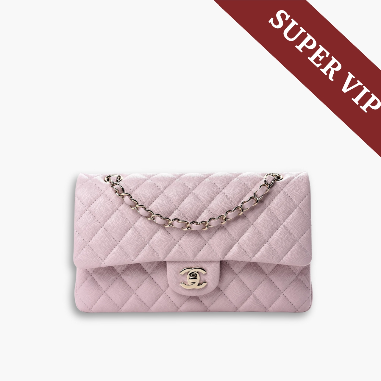 Super Vip 1:1 - Chanel Classic Double Flap Bag Light Pink With Gold Hardware 26Cm