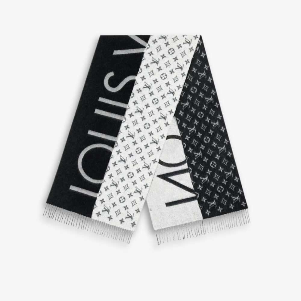Louis Vuitton Monogram Split Scarf Black 180Cm M70924