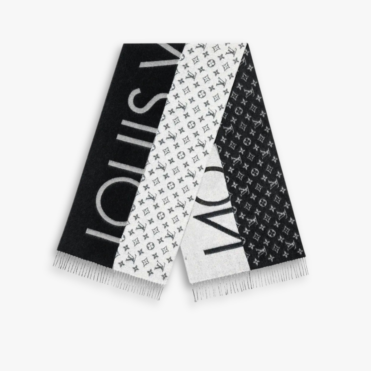 Louis Vuitton Monogram Split Scarf Black 180Cm M70924