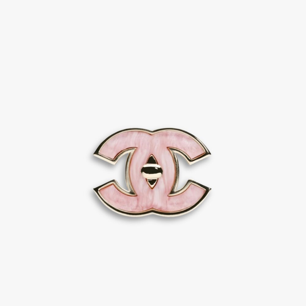 Chanel CC Logo Brooch Pink Enamel With Gold Tone Hardware ABG307 B21878 U3494