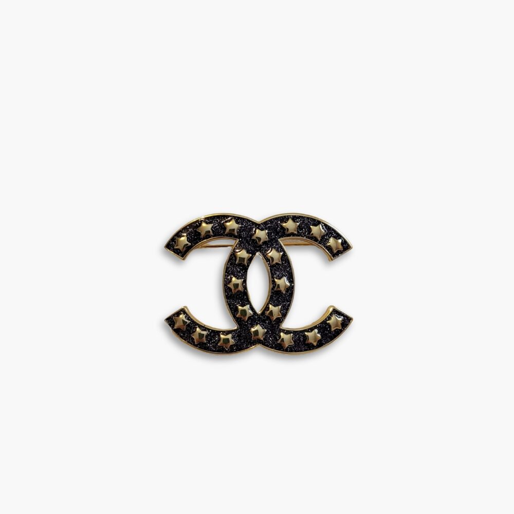 Chanel CC Brooch Black With Many Small Stars