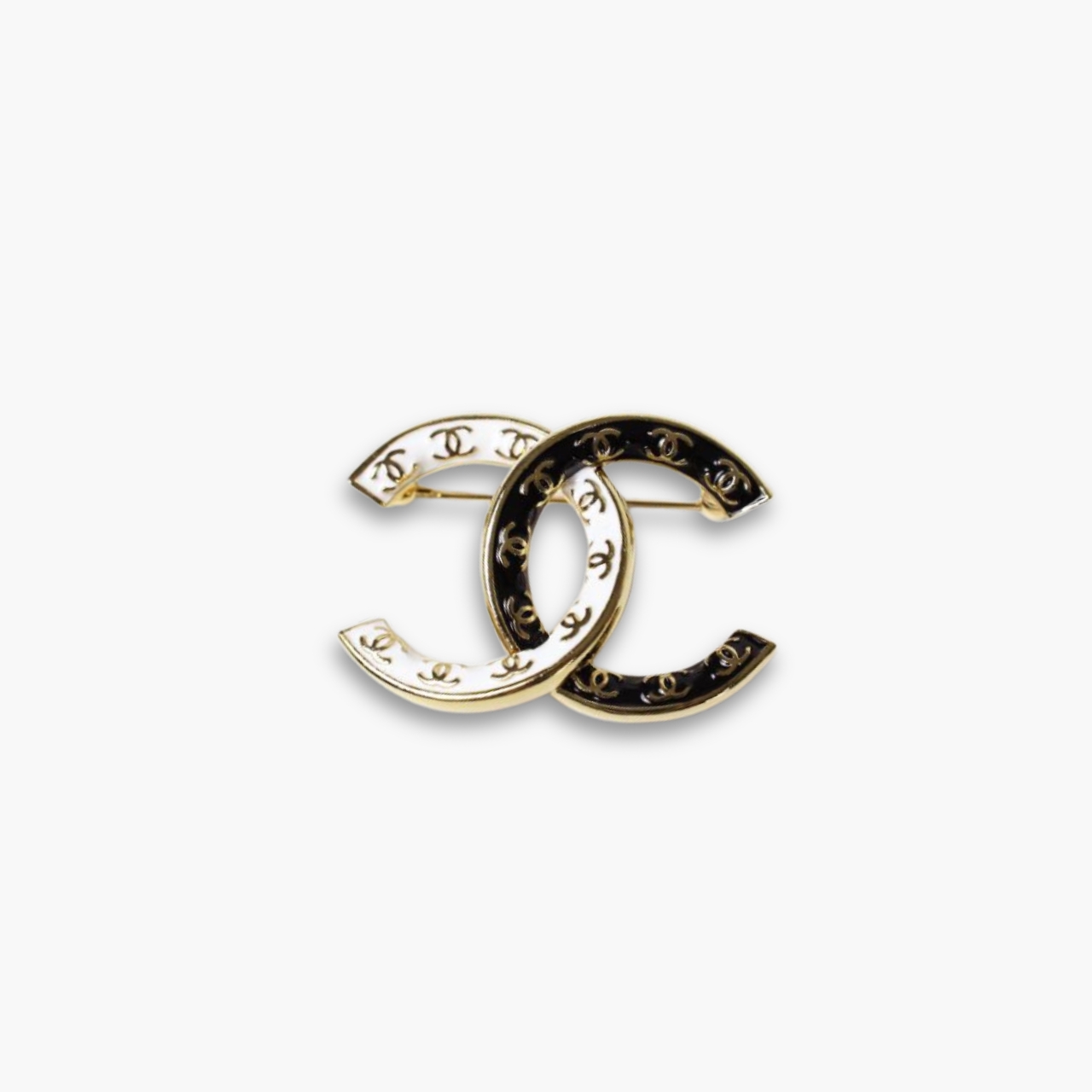Chanel CC Brooch Black And White