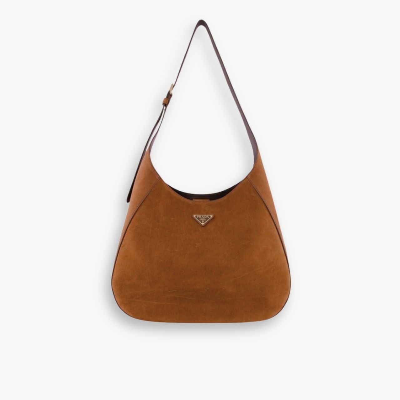 Prada Suede Hobo Bag Brown 34Cm 1BC181 2C4S F0324