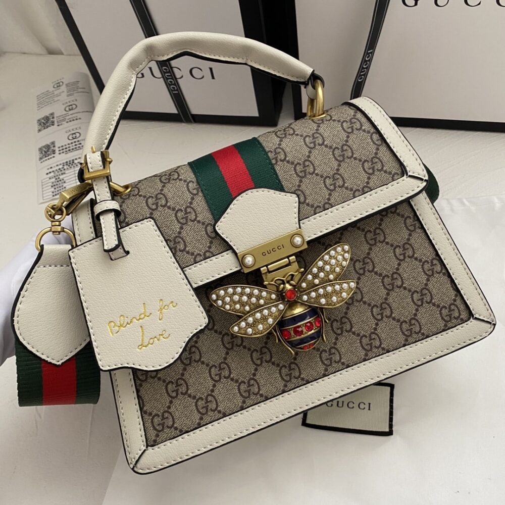 Alternative view of Gucci Queen Margaret GG Small Top Handle Bag White 25Cm 476541 9I6ST 9753
