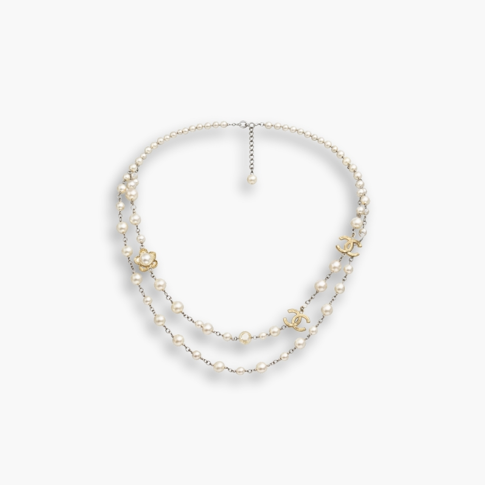 Chanel Double Strand Pearl Necklace