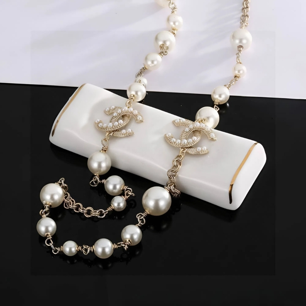 Alternative view of Chanel Pearl & Gold CC Interlocking Necklace
