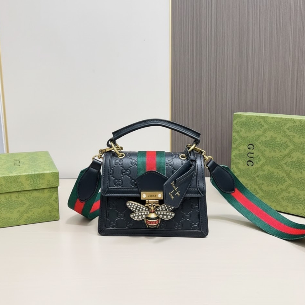 Alternative view of Gucci Queen Margaret GG Mini Top Handle Bag Full Black 20Cm