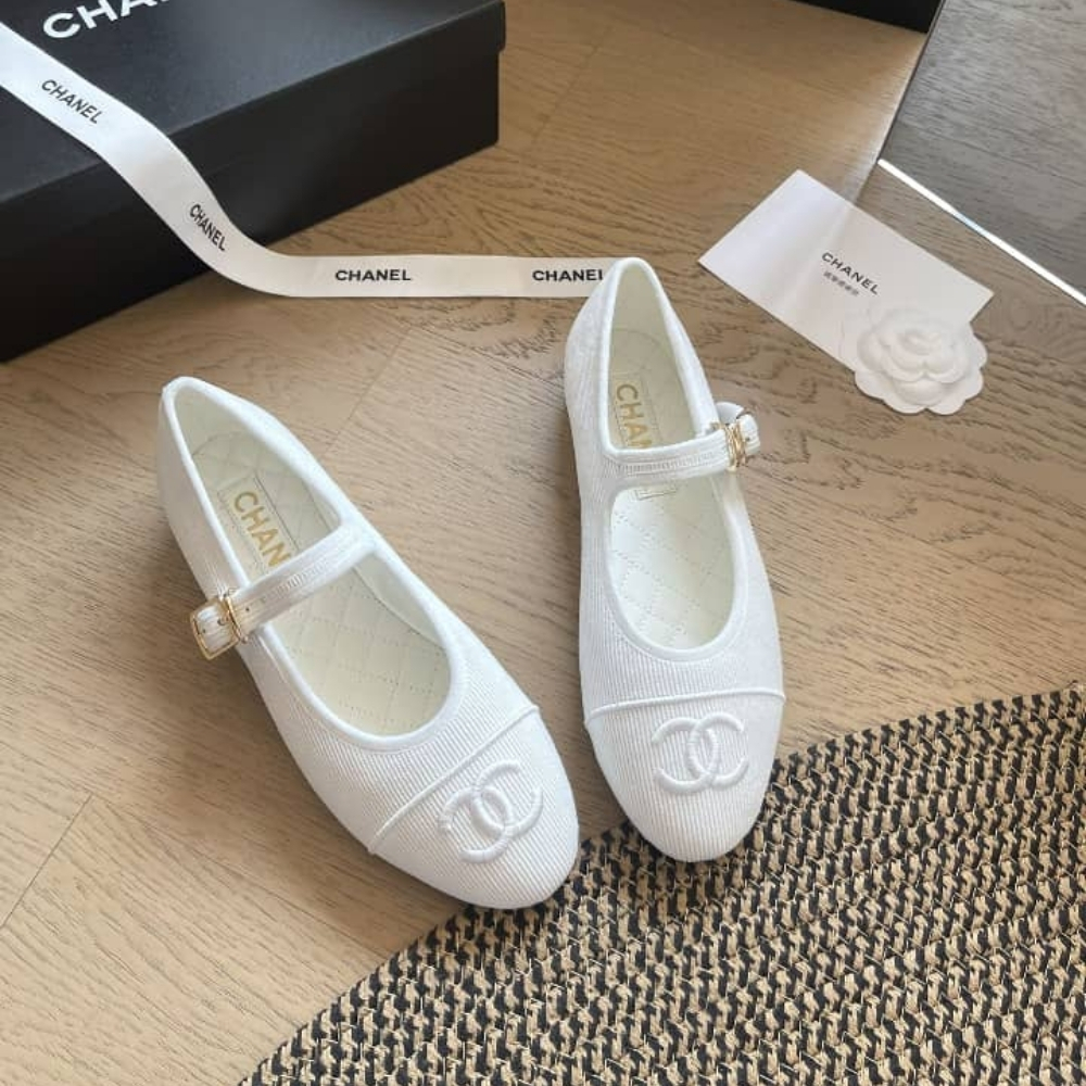Alternative view of Chanel Mary Jane Ballet Flat White G45503 B16406 NX269