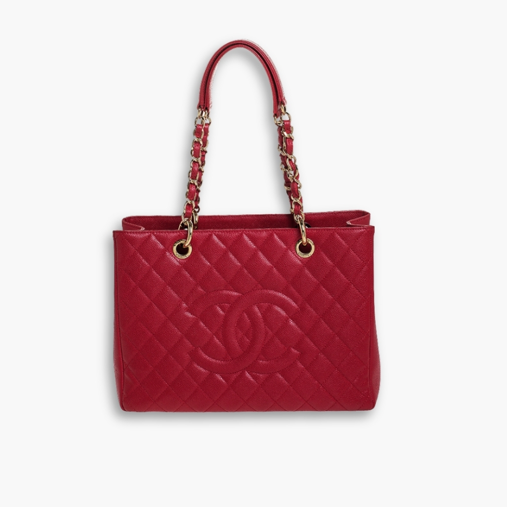Chanel Grand Shopping Tote Gold Hardware Red 33Cm