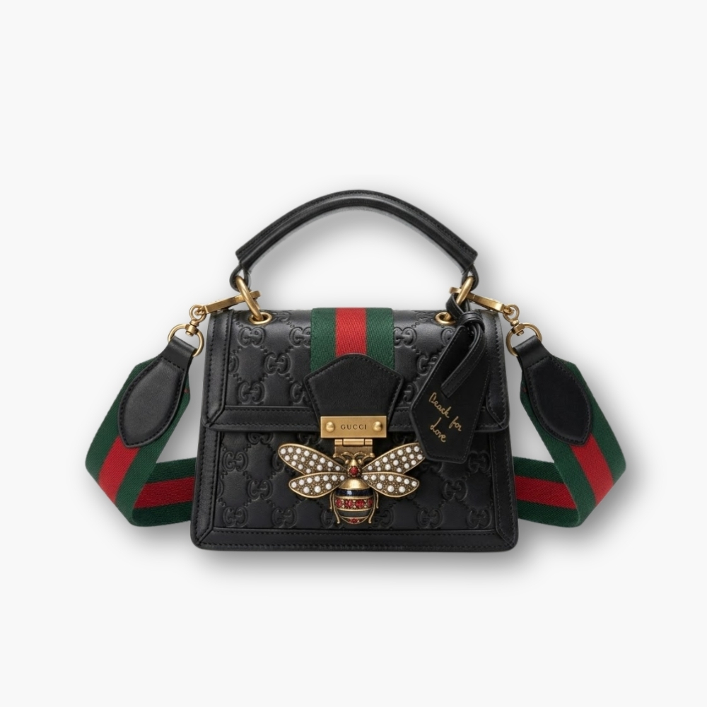 Gucci Queen Margaret GG Mini Top Handle Bag Full Black 20Cm