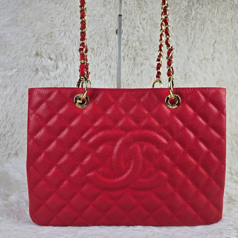 Alternative view of Chanel Grand Shopping Tote Gold Hardware Red 33Cm