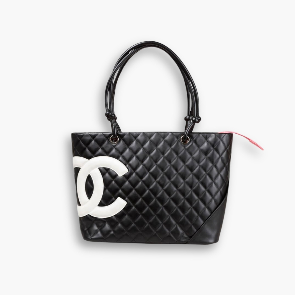 Chanel Cambon Line Medium Tote Bag In Black 28cm