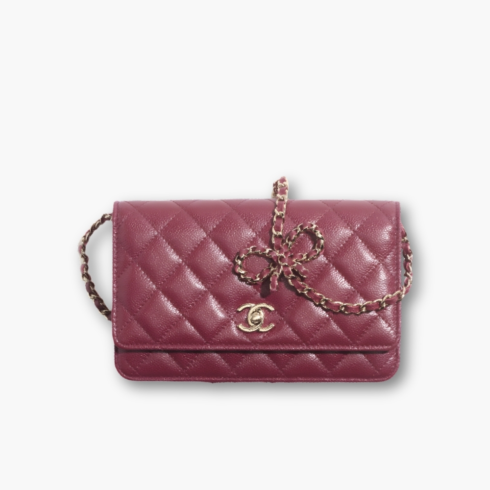 Chanel Wallet On Chain Gold Tone Metal Burgundy 19Cm AP3304 B10706 NN276