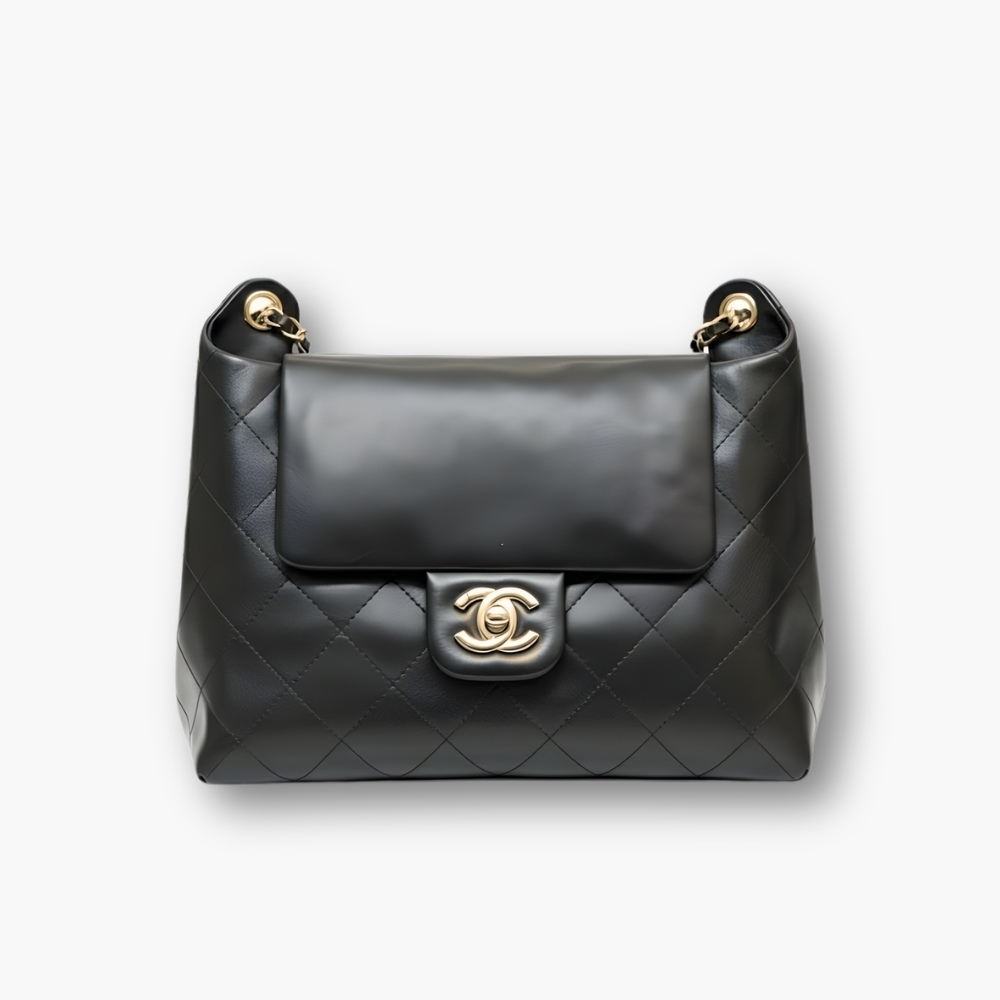 Chanel Hobo Bag Gold Tone Metal In Black 38Cm