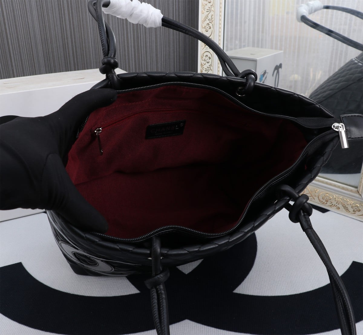 Chanel Cambon Line Large Tote Bag In Black 41Cm A25169 - Image 4