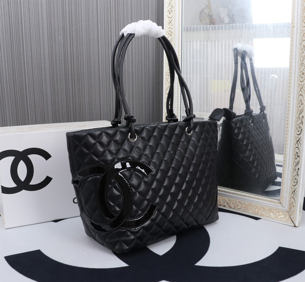Chanel Cambon Line Large Tote Bag In Black 41Cm A25169 - Image 10