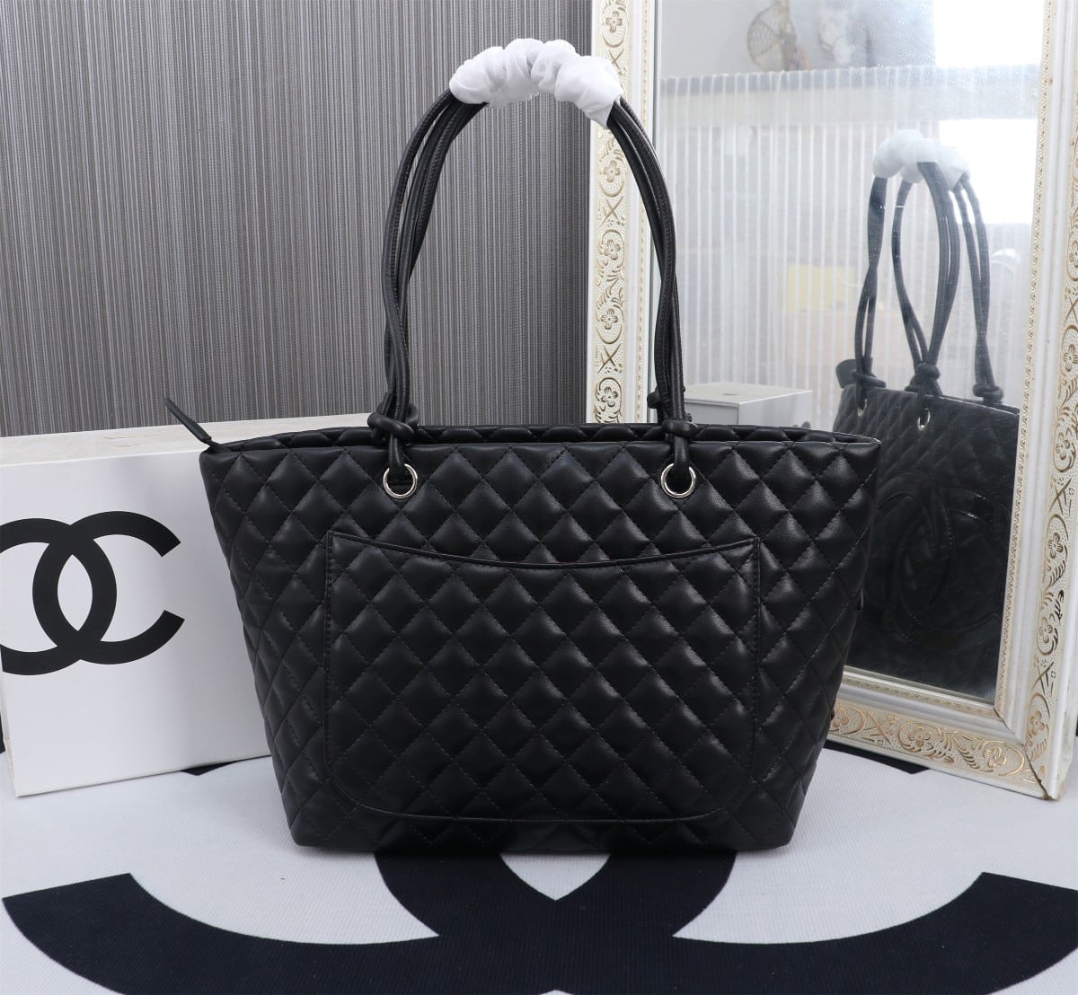 Chanel Cambon Line Large Tote Bag In Black 41Cm A25169 - Image 3