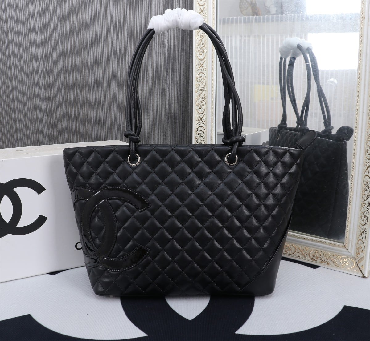 Chanel Cambon Line Large Tote Bag In Black 41Cm A25169 - Image 2