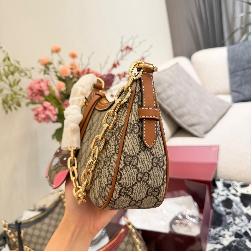 Gucci GG Emblem Small Shoulder Bag Beige And Dark Brown 25Cm 847447 FAD6L 9758 - Image 4