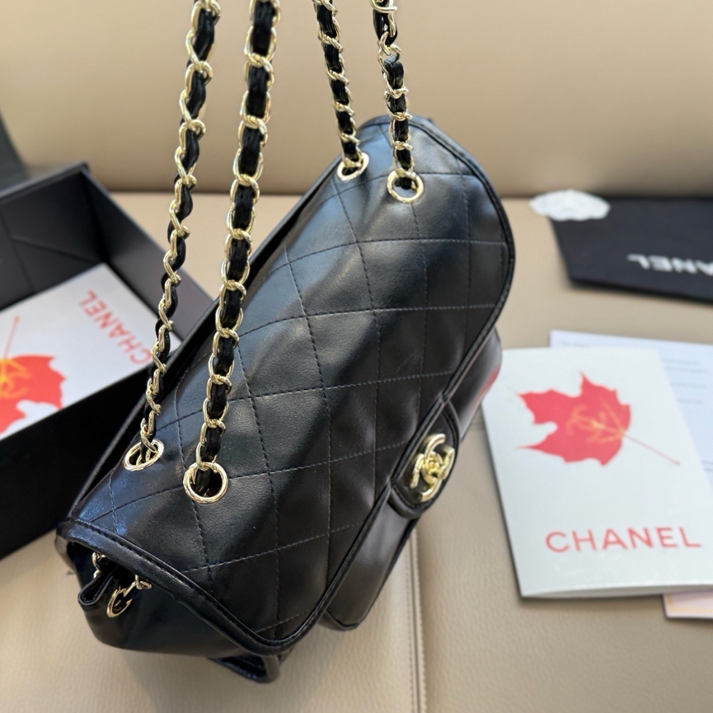Chanel Large Straight Lined Flap Bag In Black 28Cm - Image 7