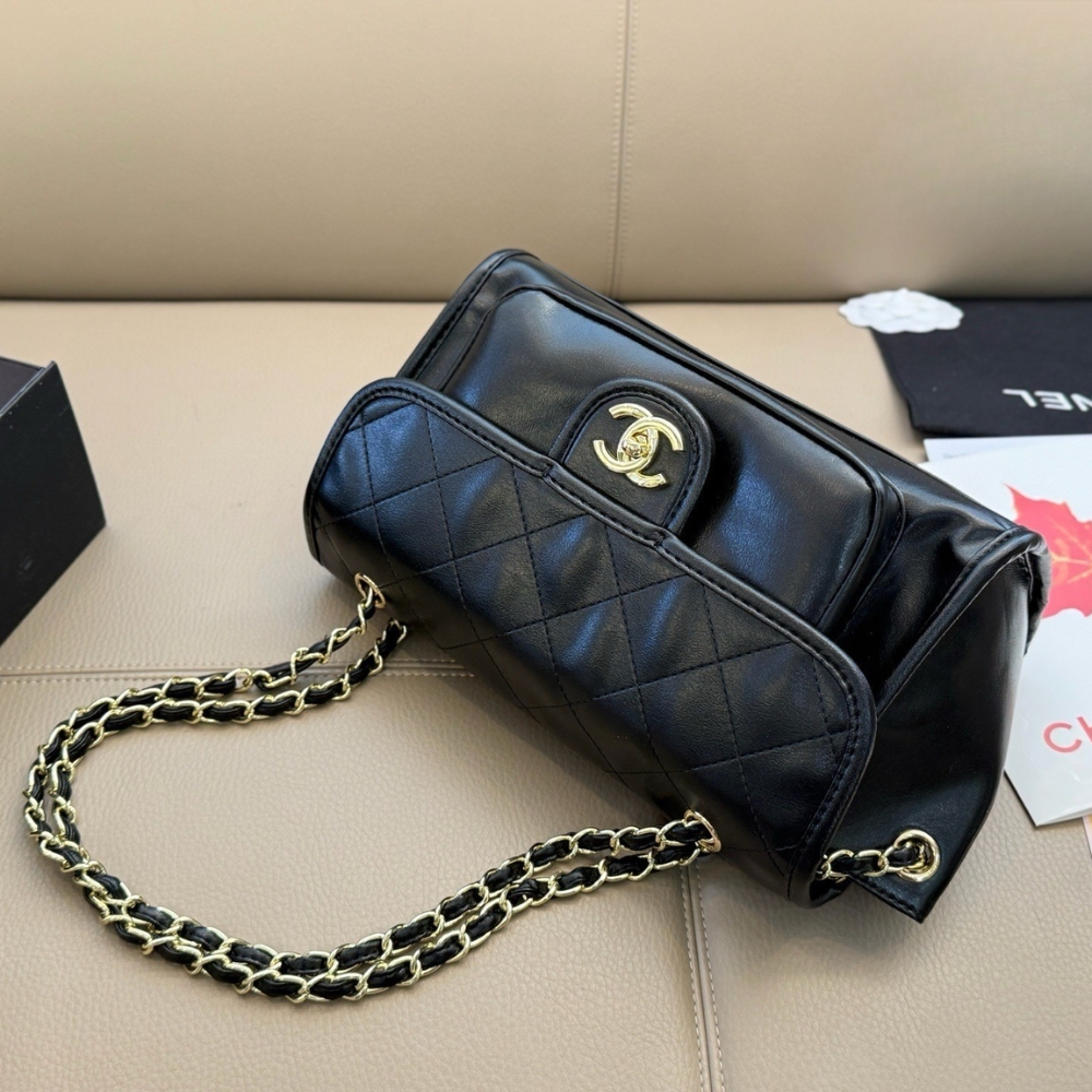Chanel Large Straight Lined Flap Bag In Black 28Cm - Image 5