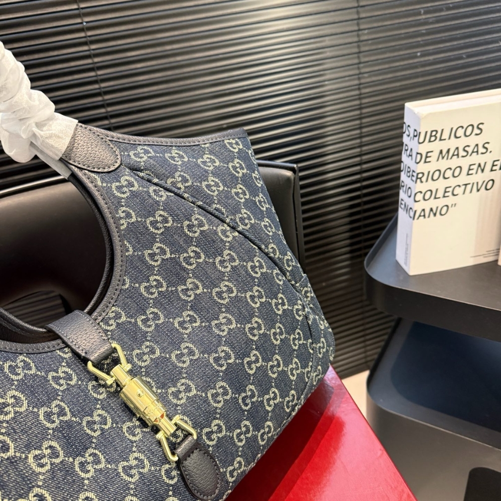 Gucci Mercato Medium Tote Bag Denim Navy Blue 36Cm - Image 5