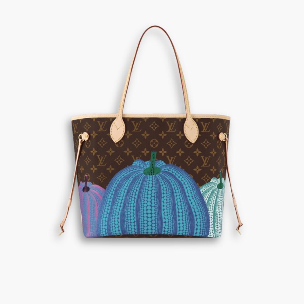 Louis Vuitton x Yayoi Kusama Neverfull MM Monogram Pumpkin Dots Blue 31Cm