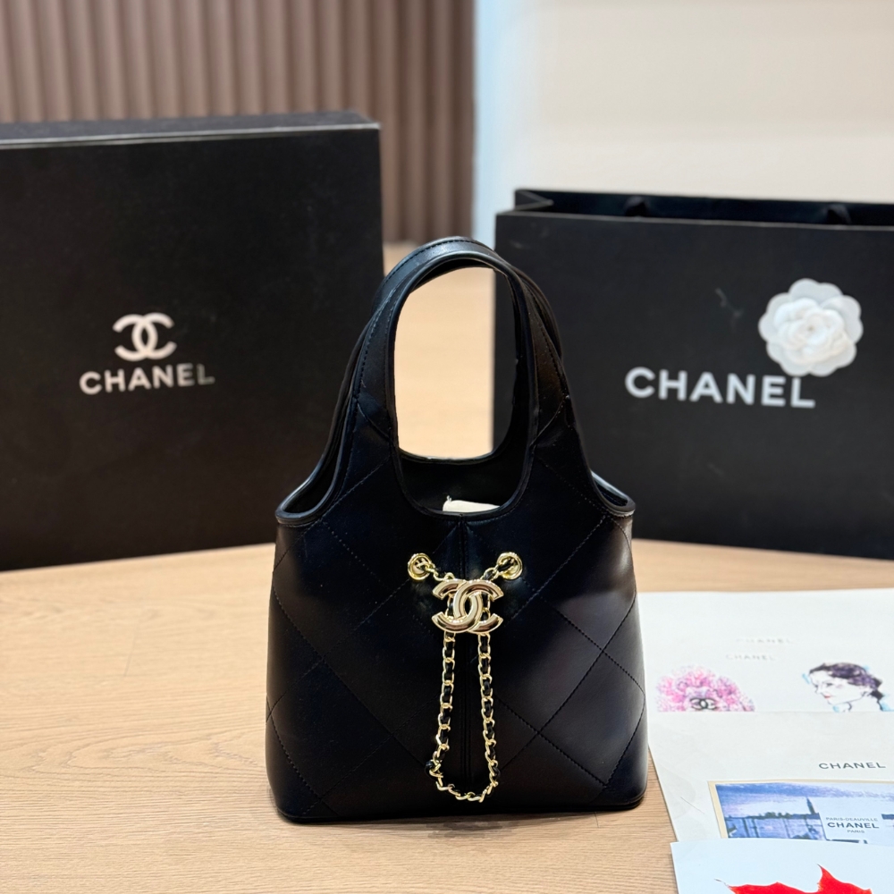 Alternative view of Chanel Small Shopping Bag Gold Tone Hardware Black 22Cm AS6132 B23332 94305