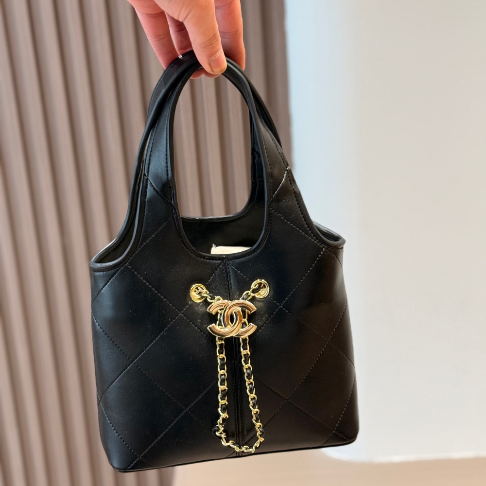 Chanel Small Shopping Bag Gold Tone Hardware Black 22Cm AS6132 B23332 94305 - Image 3