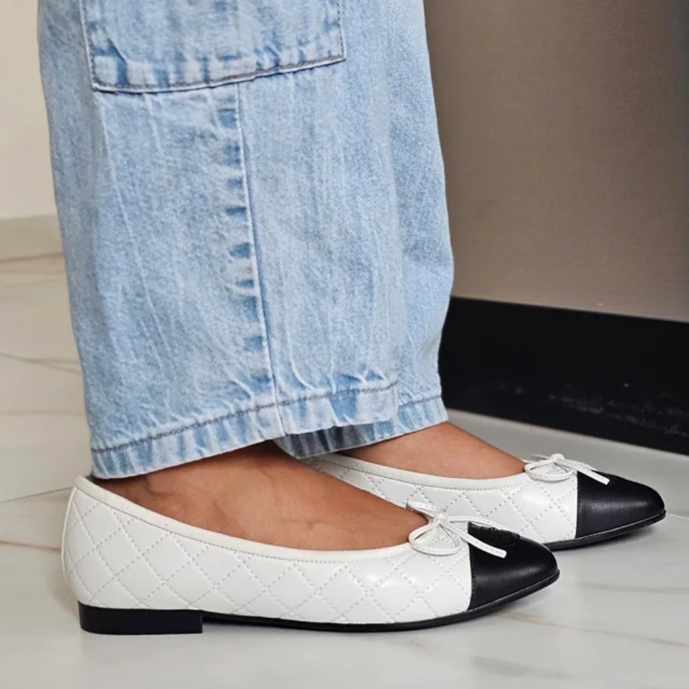 Chanel Ballerina Flats White And Black - Image 8