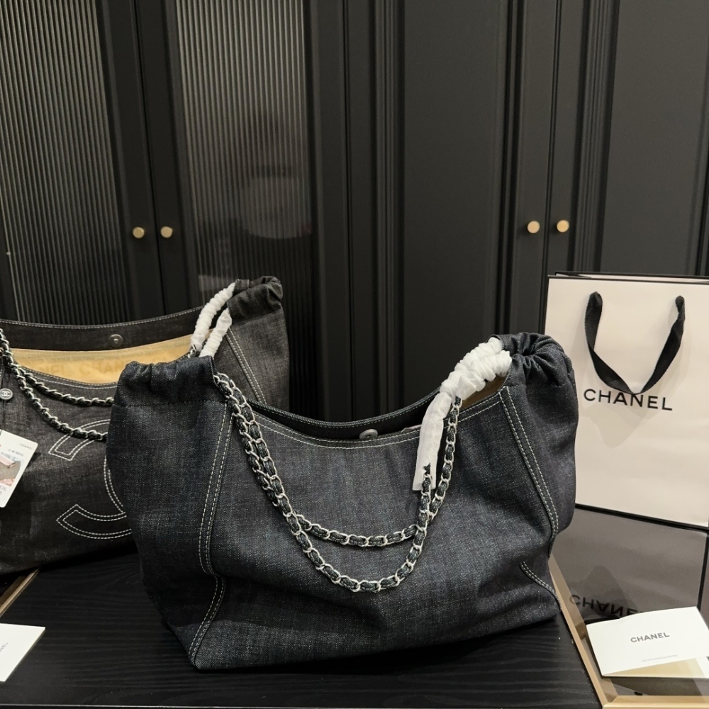 Chanel Coco Cabas Shopping Bag Denim Dark Blue 36Cm - Image 6
